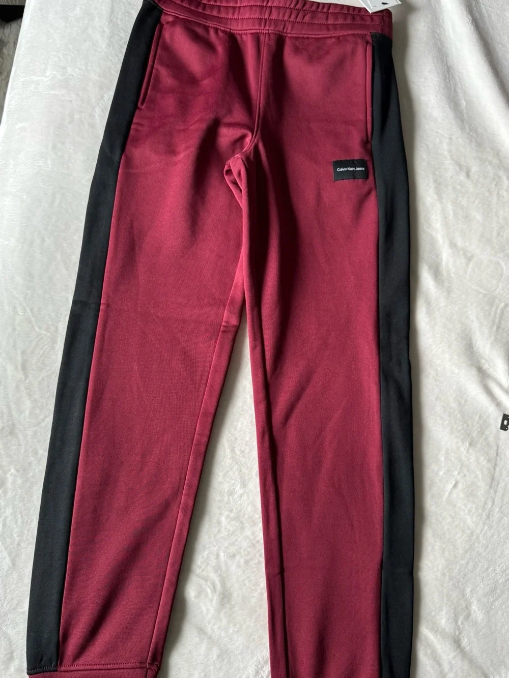 Calvin Klein Boys Maroon and Black Kids Joggers  Size 12